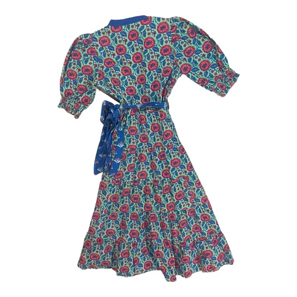 Pencil & Paper Co Resortwear Block Print Puff Sleeve Organic Cotton Maxi Dress S - Picture 6 of 10